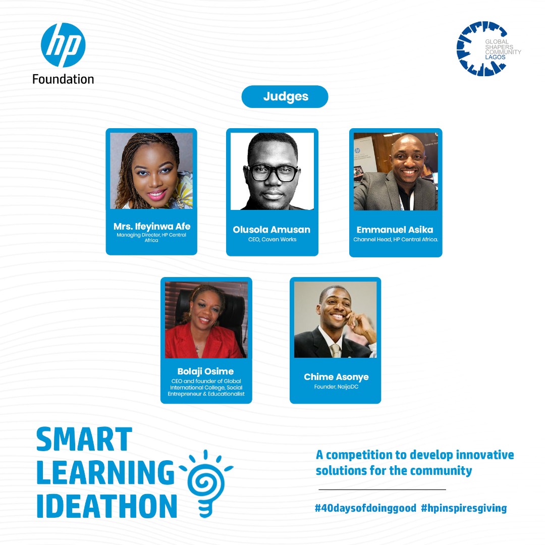 LagosShapers's tweet photo. THE FINALE!! ⚡

The Smart Learning Ideathon competition finale holds today... Meet our judges! 

We want to also acknowledge our Guest Judge Angela Essien, Co founder @schoolableHQ

#SmartLearningIdeathon #LagosHub #GSCLagosHub #innovation #ThinkSmart https://t.co/rOtHRBR4IX