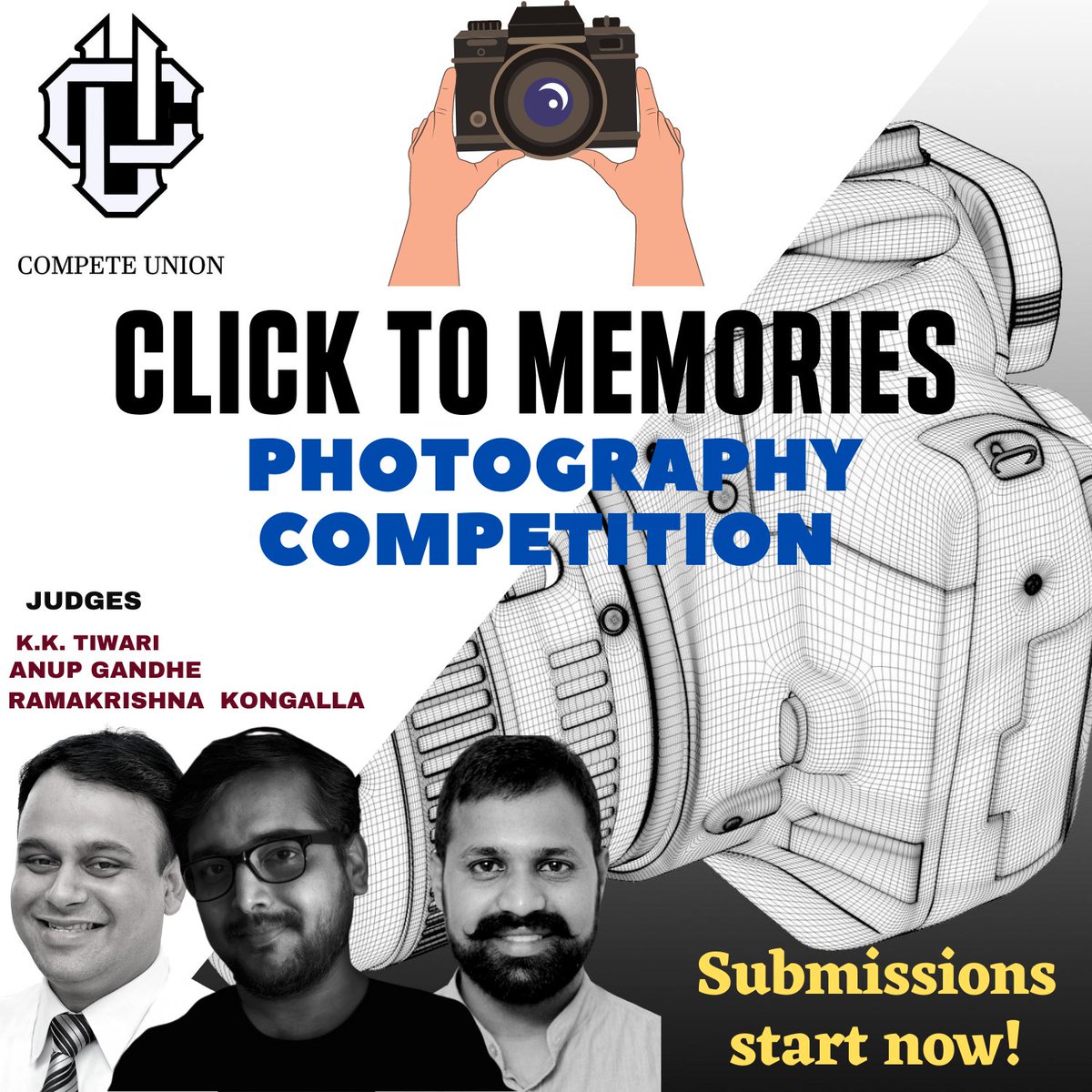 CompeteUnion's tweet photo. Click to Memories - Photography Competition
Apply Now!
https://t.co/1VxRAUqCpp

#Competeunion #photographycompetition #delhiuniversity #onlinecompetition #photography #competitiontime #supportlocal  #contestalert #competitionday #startup #internationalcompetition #artcompetition https://t.co/SSwH7dv7Lf