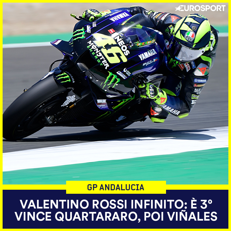 Eurosport_IT's tweet photo. SUPER VALENTINO ROSSI!!!! 🤩🤩🤩
Vale è 3° alle spalle di Quartararo e Viñales! A 41 anni torna sul podio dopo 469 giorni, era il 14 aprile 2019 a Austin! 💪🇮🇹🏍

#MotoGP #AndalusiaGP #Rossi https://t.co/h3xHHiXGO5