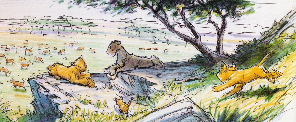 ani_obsessive's tweet photo. Concept art from The Lion King (1994), dir. Roger Allers and Rob Minkoff, Walt Disney Feature Animation

Pieces by Andy Gaskill, Chris Sanders and Ric Sluiter https://t.co/hg91rTBNG5
