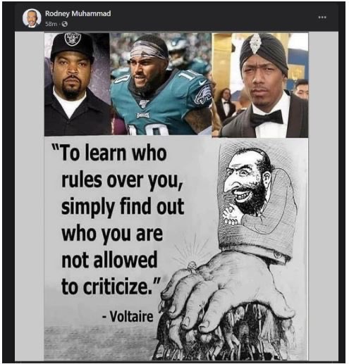 Rodney Muhammad, Minister of Nation of Islam Mosque #12 in Philadelphia and  President of the Philadelphia branch of the NAACP, shares blantantly  antisemitic memes consistent with Nation of Islam messaging.