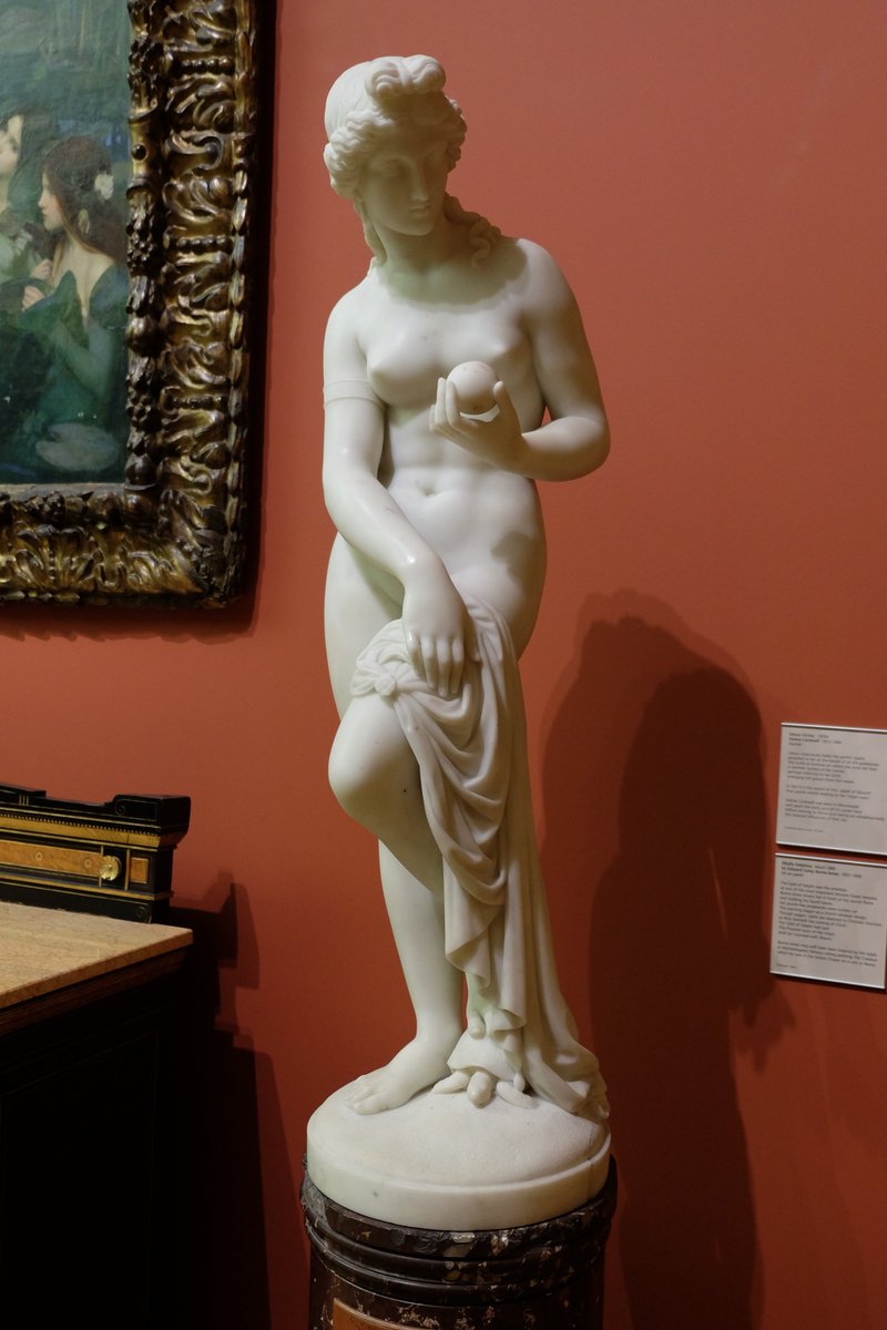 The Judgement of ParisStatue of 'Venus Victrix', holding the golden apple; by Holme Cardwell, 1850-1859.  @mcrartgallery  #sculpture  #art  #mythology  #classics