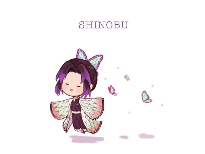 Moonkipp 🌙 Comms open!さんがTwitterに投稿した胡蝶しのぶ(鬼滅の刃)のイラスト。