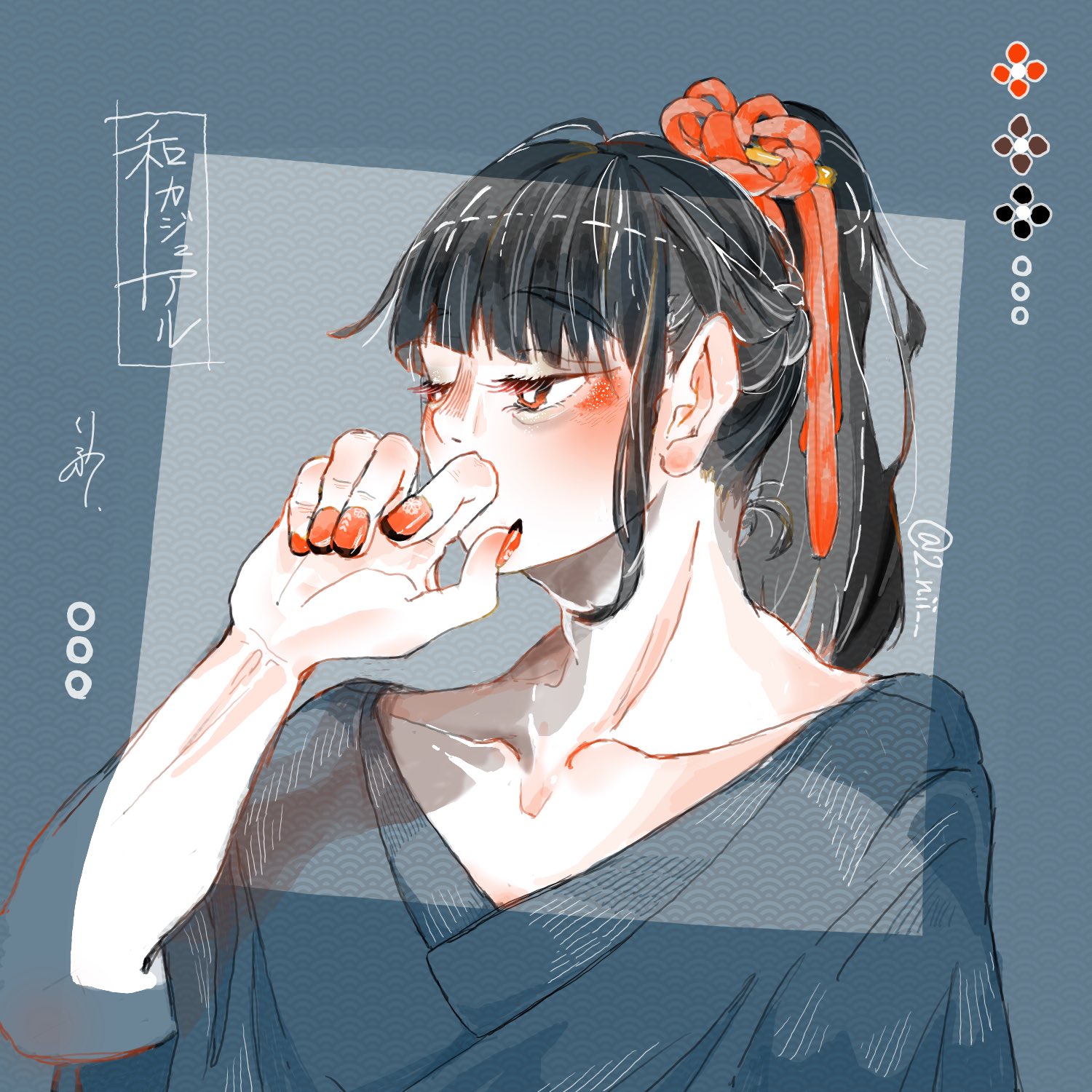 りふ 和なメイクとネイルと髪飾り 和カジュアル 絵描きさんと繋がりたい 絵師さんと繋がりたい イラスト好きな人と繋がりたい T Co Onupr7lbin Twitter