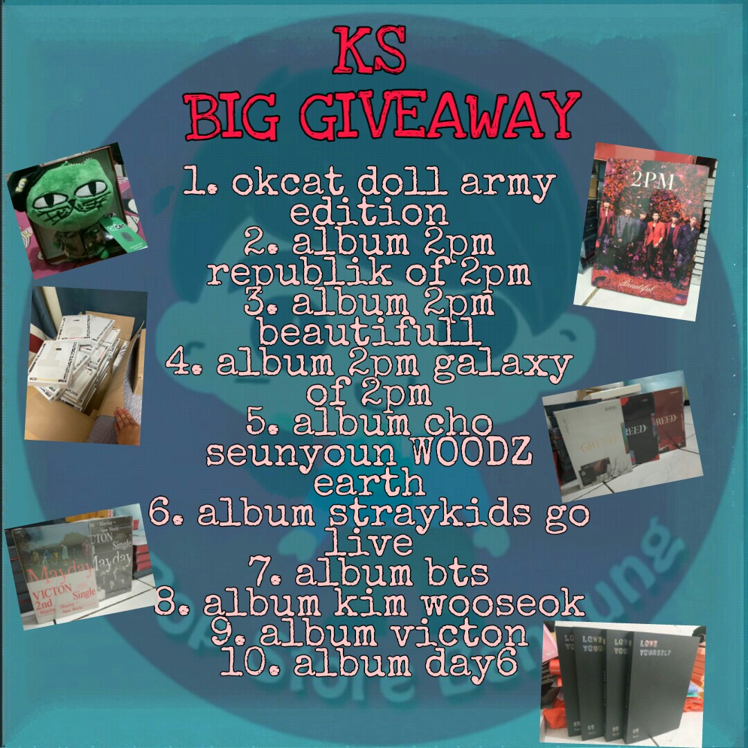 KPop_Stores's tweet photo. 🔥🔥🔥 BIG GIVEAWAY KS 🔥🔥🔥
                   7th week GA

🏅 Cukup follow kita ✅
🏅 Dan RT twit ini ✅
🏅 Jangan lupa comment hadiah apa yg klian mau ✅

End tgl 12 hari sabtu pagi ,akan kita umumkan hari sabty mlm 😘😘 https://t.co/JAMe3r65gC