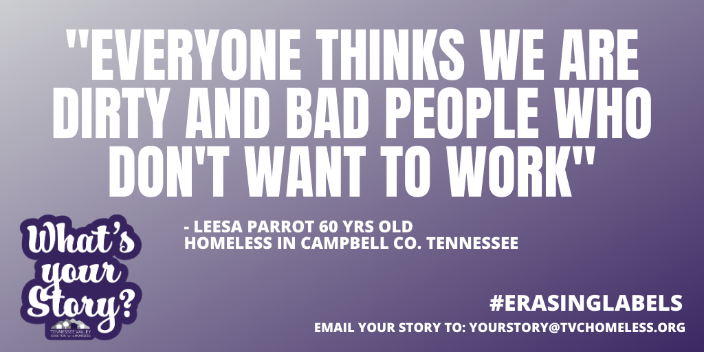 TVCHomeless's tweet photo. Advocacy begins with connection, listening, and understanding.
#whatsyourstory will be telling stories from thousands of homeless individuals, just like Leesa Parrot. We need to start looking at the truth behind #homelessness and begin erasing the false labels. #erasinglabels https://t.co/KJVNdDcd72