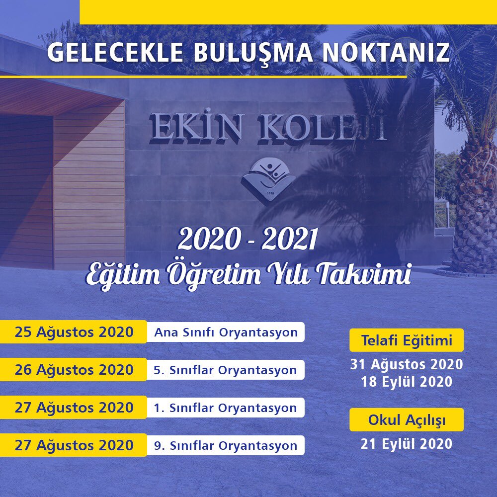 Sevgili öğrencilerimiz; kavuşmamıza ve sizleri sevgiyle karşılayıp, özlemimizin bitmesine çok az kaldı. 🍀Okulunuz ve öğretmenleriniz büyük bir heyecanla sizi bekliyor.♥️
Tüm öğrencilerimize ve ülkemize başarılı, sağlıklı ve huzurlu bir eğitim öğretim dönemi diliyoruz.