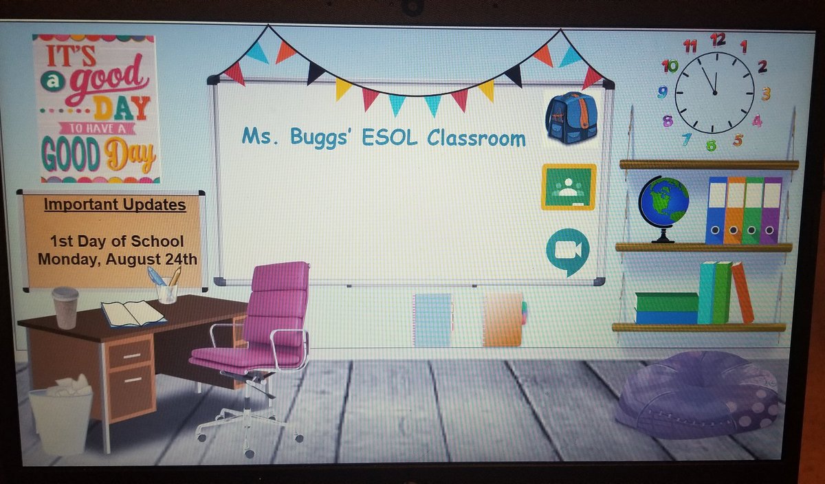 MsJBugsy's tweet photo. This is my answer to the question, "Can we go to you room?" After I add a few labels &amp; hyperlinks to the objects my students and their parents will have a "One Stop Shop" of resources for the virtual start to our new school year! 👩🏾‍🏫💻⌨ https://t.co/3mHRfJNND8