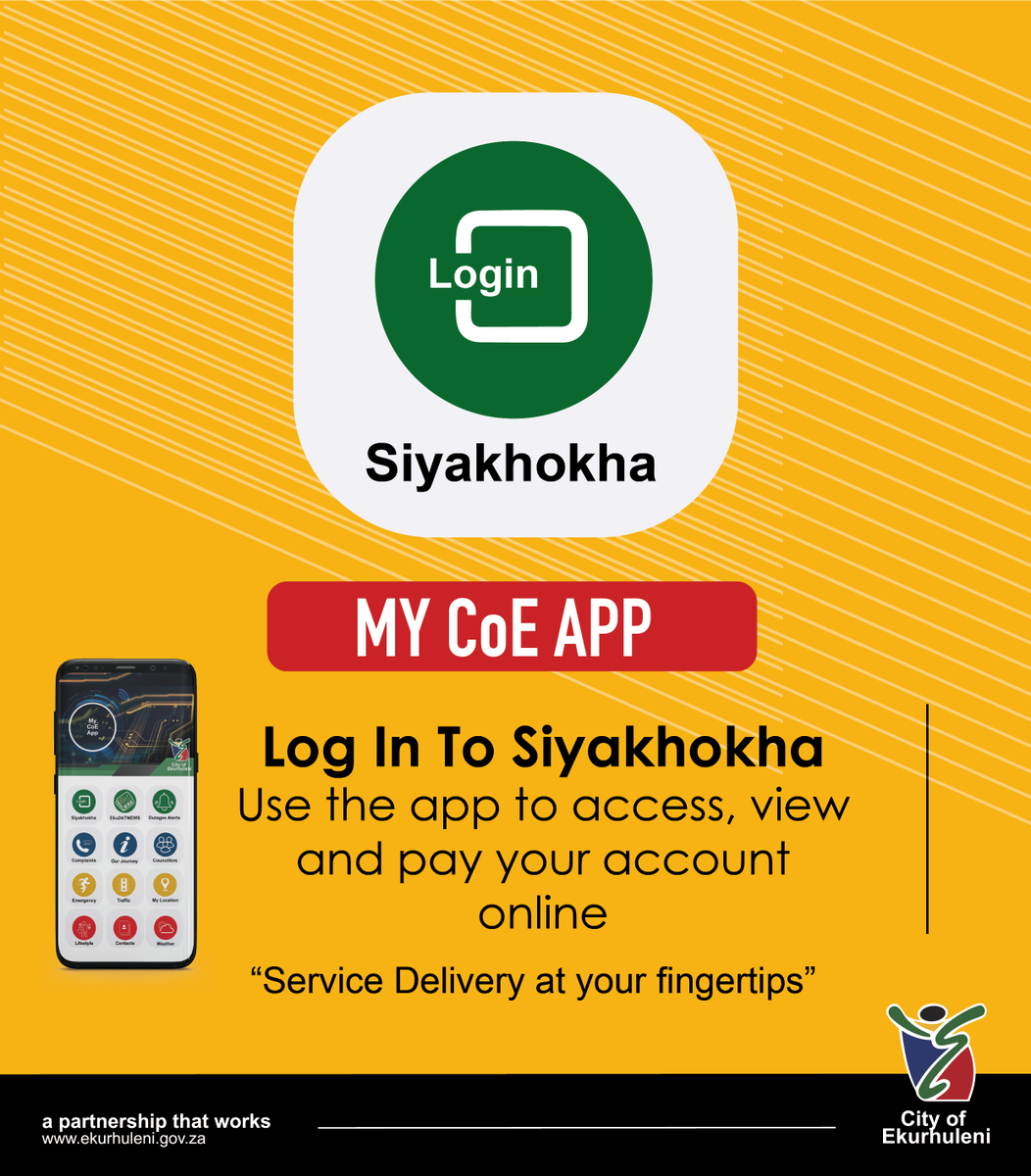 City_Ekurhuleni's tweet photo. Our online payment system, Siyakhokha, is now available on our new App. You’re just a click aware to access, view and pay your account online – anywhere and anytime! My CoE App can be downloaded from Play/App stores.
#MyCoEApp #ServiceDeliveryAtYourFingertips https://t.co/5BjkTX0USq