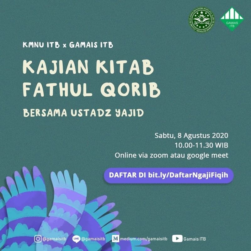 kmnu_itb's tweet photo. Wah.. 
KMNU ITB x GAMAIS ITB mau ada Kajian Kitab Fathul Qorib
yuk daftar di
https://t.co/3iRO97eosm
untuk umum yaaa... https://t.co/svyvZucVaz
