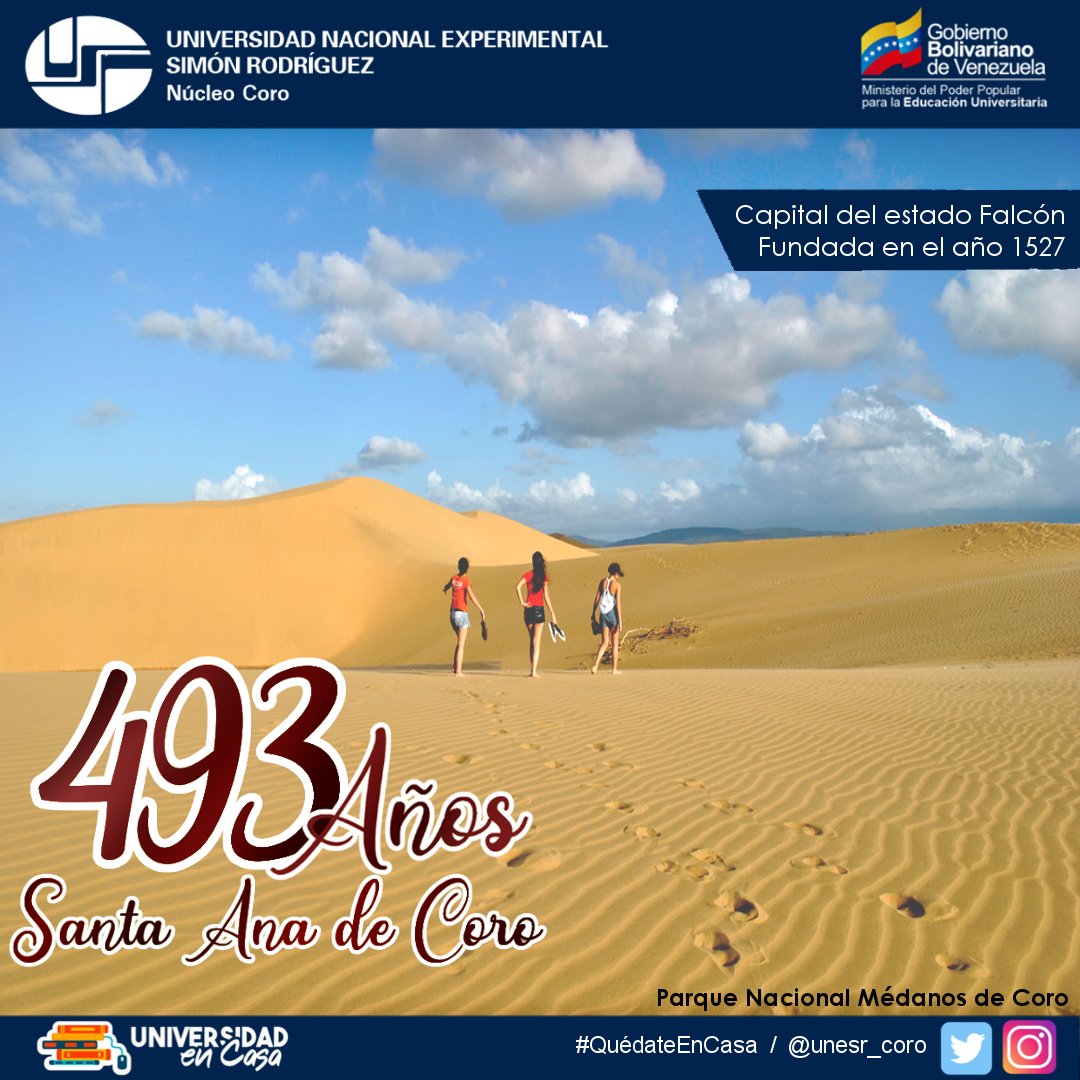 unesr_coro's tweet photo. Hoy mas que nunca nos sentimos orgullosos de formar parte de esta historia #493años #SantaAnaDeCoro 🌵☀️#YoSoyCoro  🎉Felicidades🎉

@NicolasMaduro
@CesarTrompizVEN
@MPPEUVEN
@renriqueramos
@unesroficial 
@GobVictorClark  
@Pito_Acosta 
@nuevodiaenlinea https://t.co/yxZImv4ci7