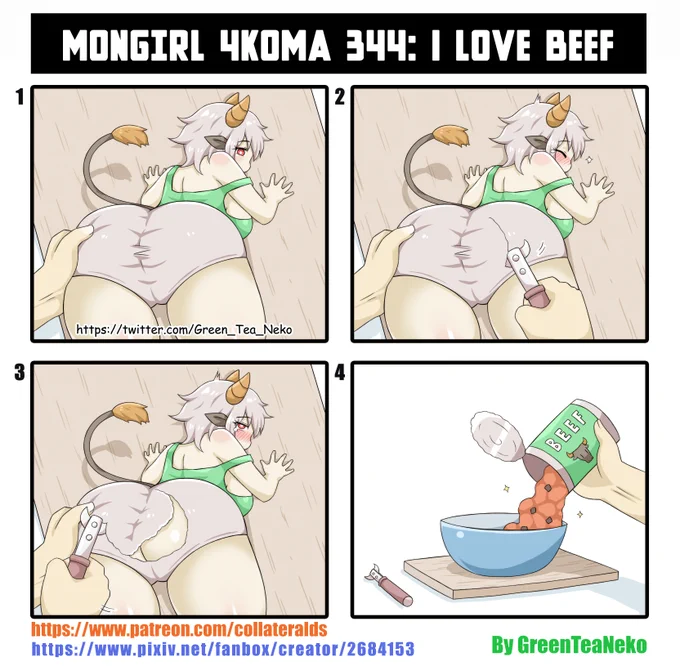 モンガール4コマ344 - 私は牛が愛してる
MonGirl 4koma 344 : I Love Beef
魔物娘4格漫画344 - 我爱牛牛
https://t.co/wbKEKuqUeU
https://t.co/Ss6tV7Qd5K 