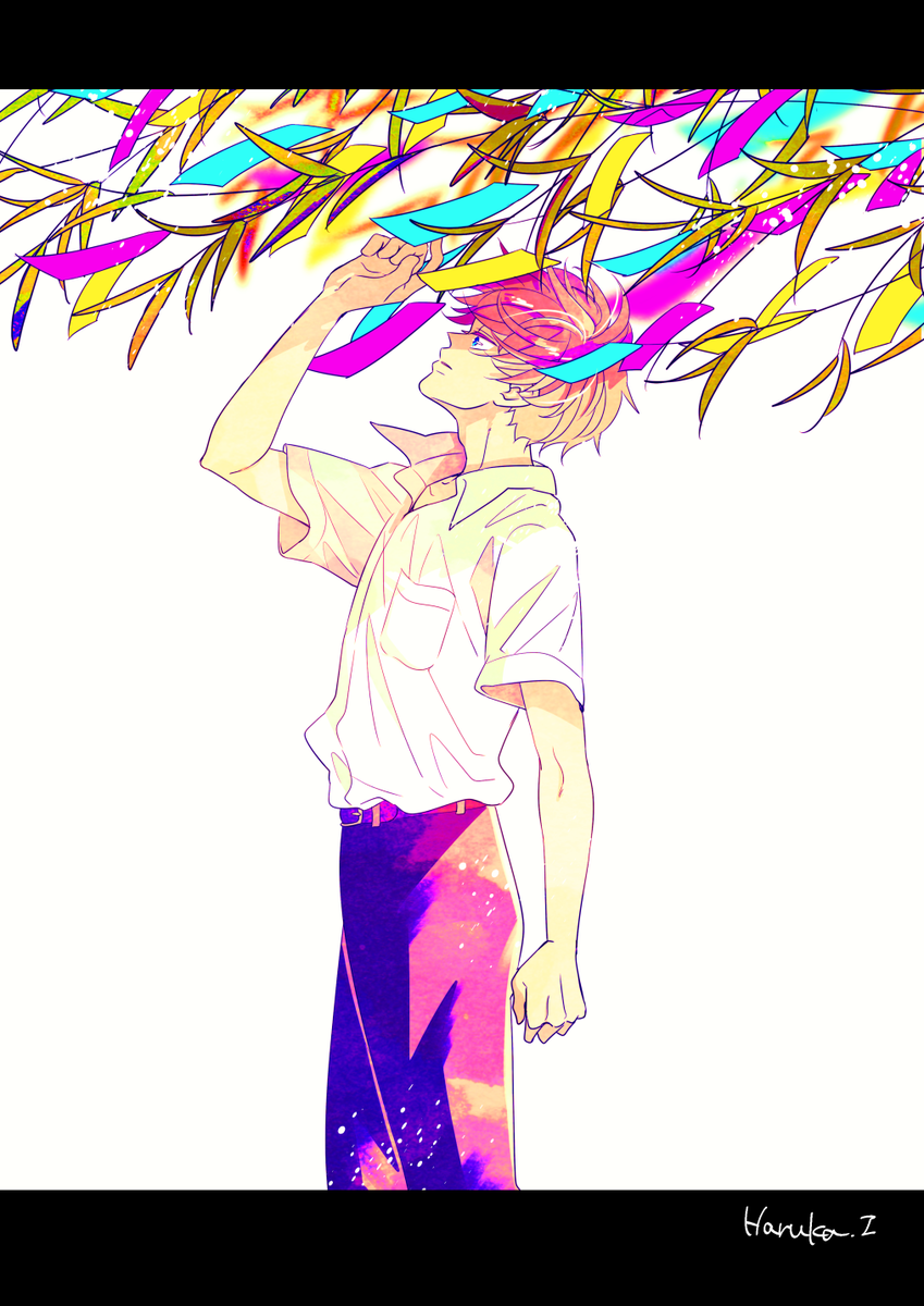 「#絵を彩度100にすると超派手こういうことですかね?派手になったかはわからんけど」|イズミハルカのイラスト