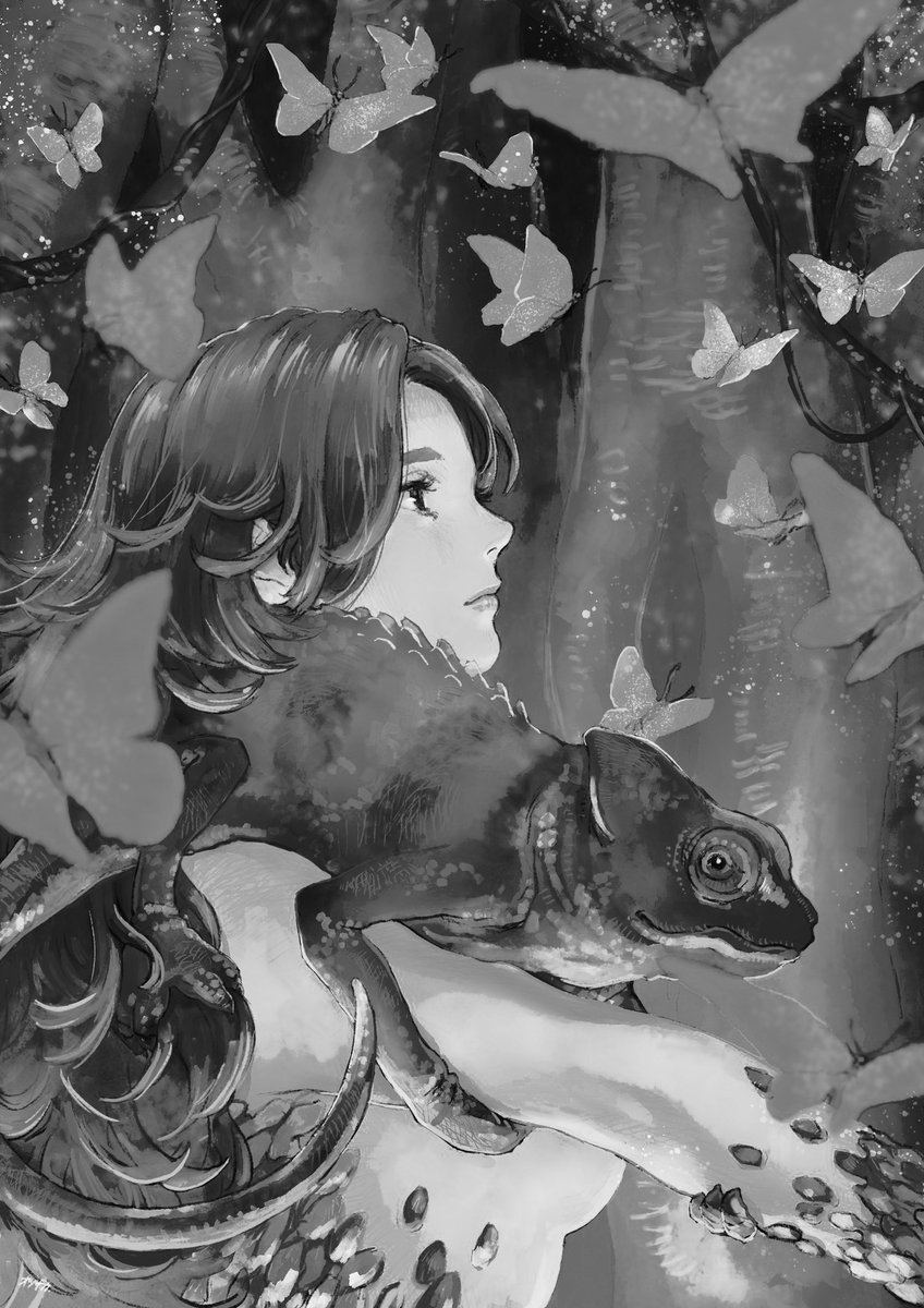 #絵をモノクロにするとかっこいい 

明るいところに目が行くね 
