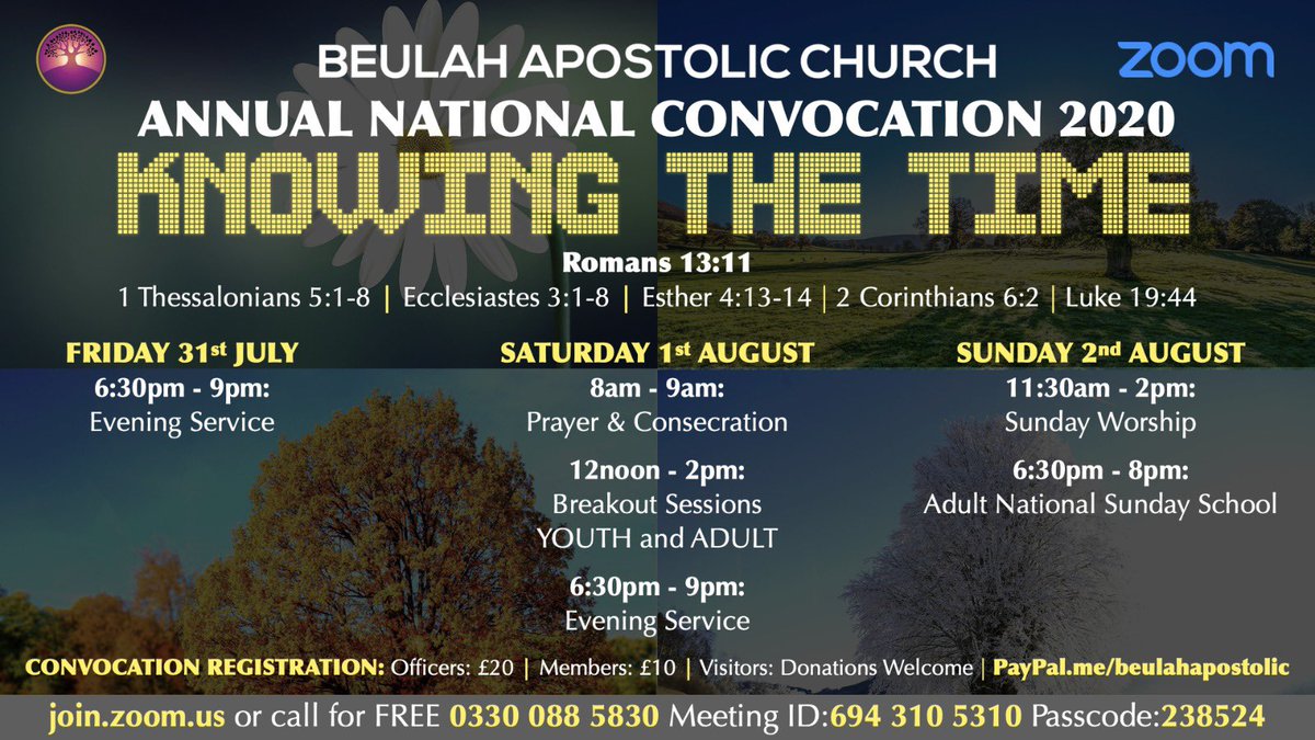 beulahapostolic's tweet photo. IMPORTANT INFORMATION about CONVOCATION 2020. 
#knowingthetime #beulahconvo2020 #beulahzoom #beulah2020 

Link for #youthbreakout registration form

https://t.co/zZPO0I5V9D

@beulahapostolic https://t.co/Og9kyJjBUi