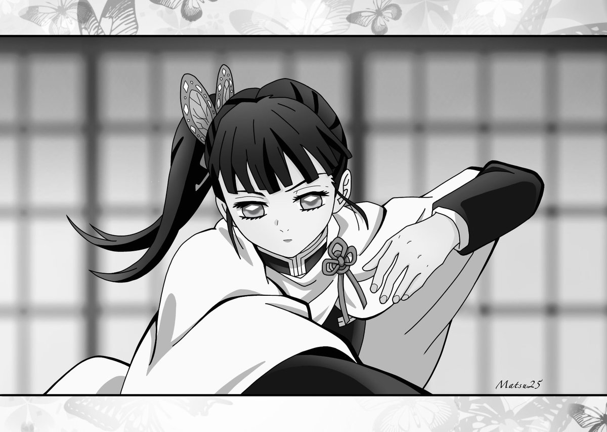 マツくん 鬼滅の刃イラストをモノクロにしてみた 絵をモノクロにするとかっこいい 鬼滅の刃イラスト