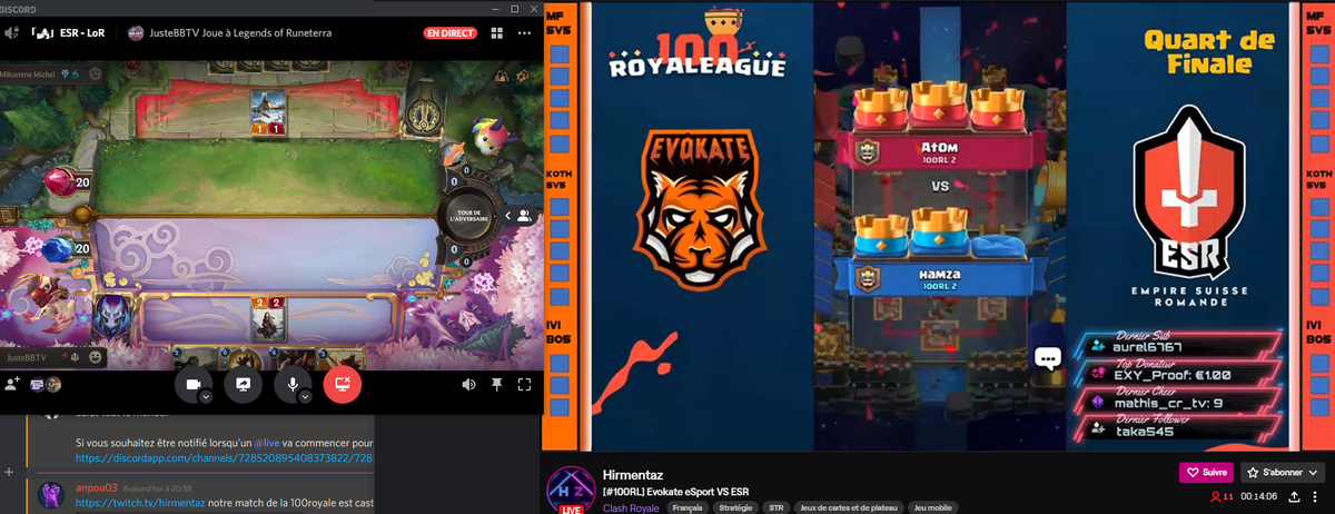 T0yBoy_'s tweet photo. Toutes les équipes en compétitions ce soir !
🃏 #LegendsofRuneterra Tournoi @Dartill_ @LoR_FR avec @Hagryn et @justeBBTV 💪
👑 #ClashRoyale Tournoi #100RL @SangRoyaleCR
📺 Stream sur la chaîne de @HirmentaZz
🛡️ Let's go @ESR_eSport ⚔️🔥 https://t.co/XuXul5AX6x