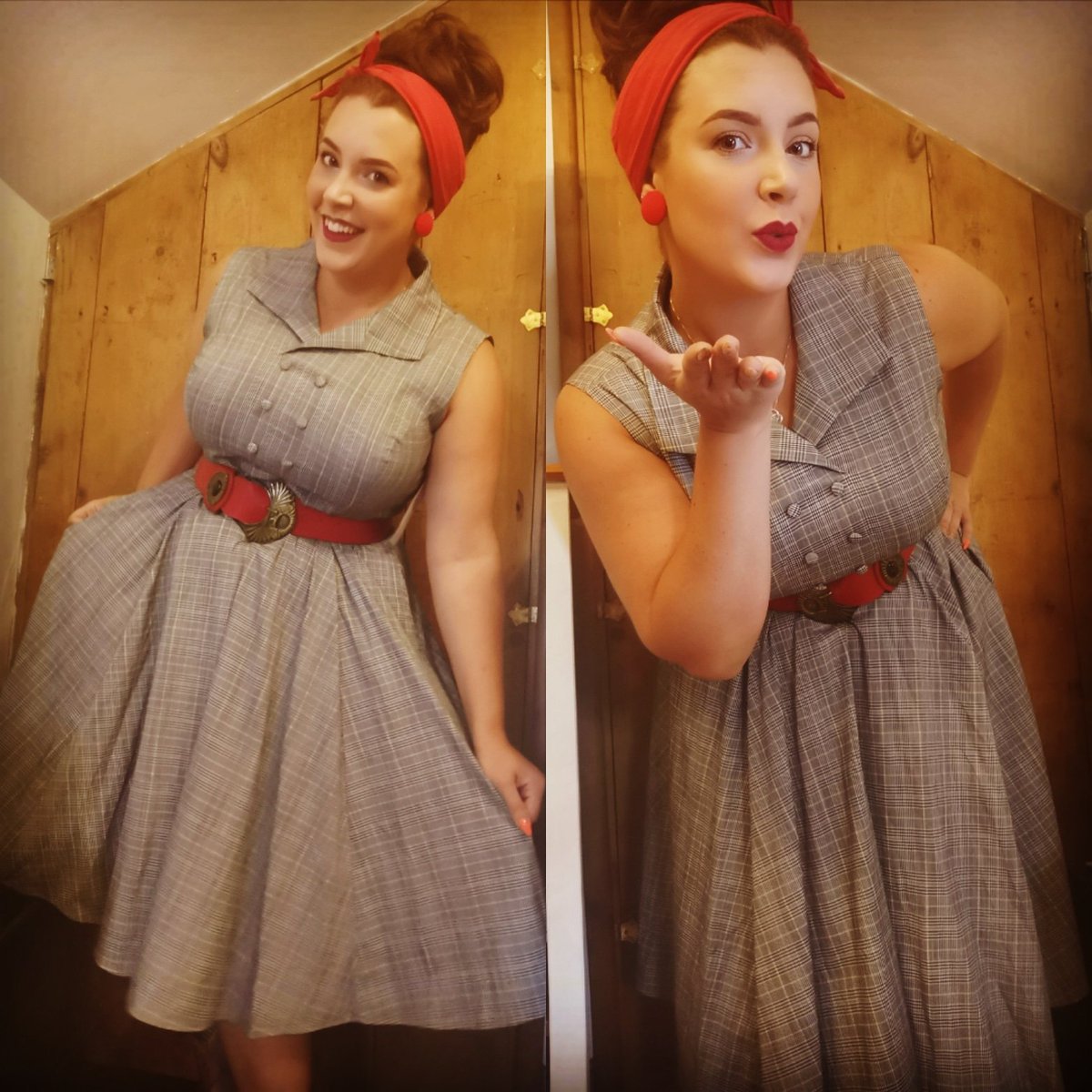 CerysCloset's tweet photo. Good evening all! Here's our lovely Lisha wearing this gorgeous check print #swing dress. #vintagefashion #vintageclothing #50sfashion #50sinspired #rockabilly
#plussizefashion #ShopSmallUK #shoplocal
https://t.co/N1bSyYz6Y8 https://t.co/5uO82Fx1lg