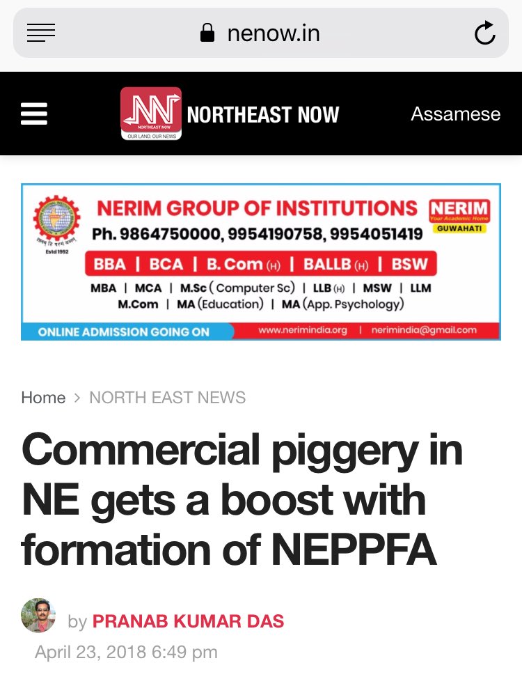  @NEPPFA3 came into existence in April, 2018 - when there were very few commercial pig farmers. Today there are about 500 progressive/commercial pig farmers across the NE under us and our main reason of inception was to make NE “a piggery hub and make quality pork available”