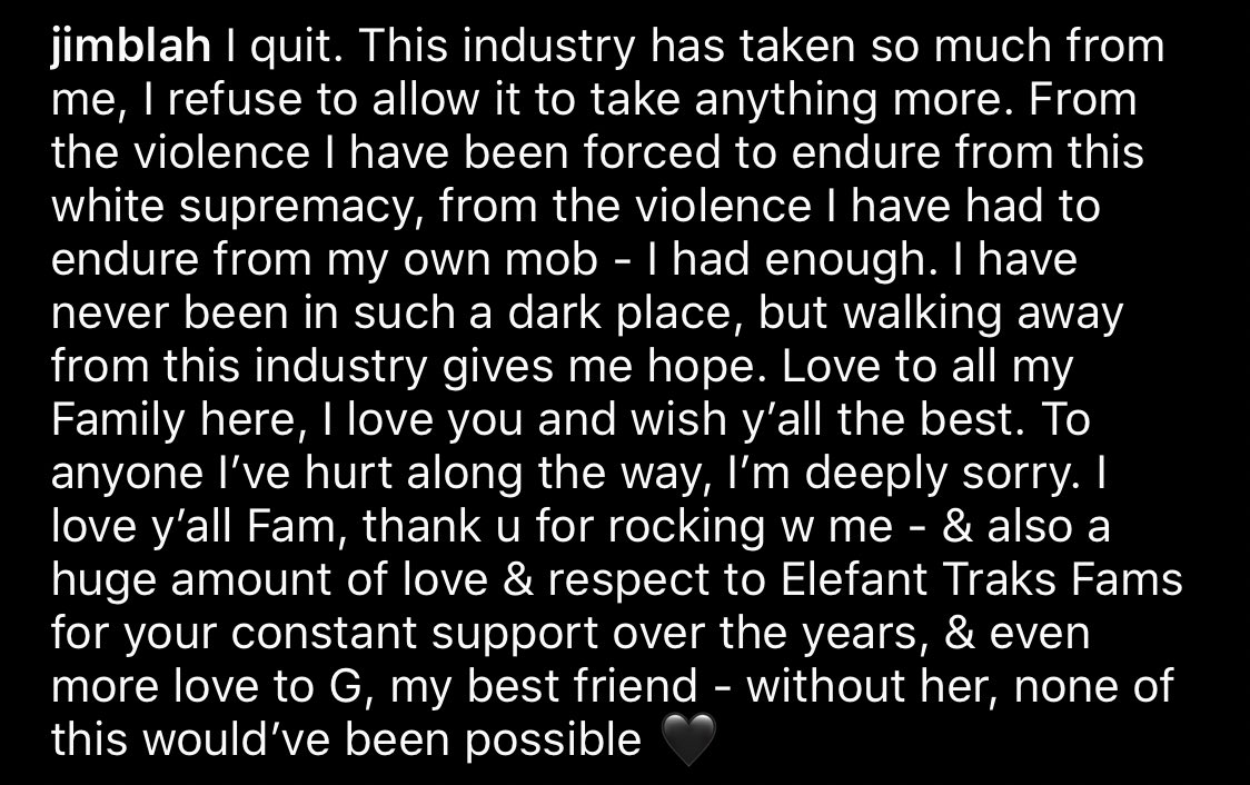 HipHopInAusNews's tweet photo. In some sad news, @jimblah2500 has decided to step away from the music industry. Here’s what he had to say #blacklivesmatter #blaklivesmatter #BLM #BLMAUS #Australia https://t.co/4DZOQMcS7X
