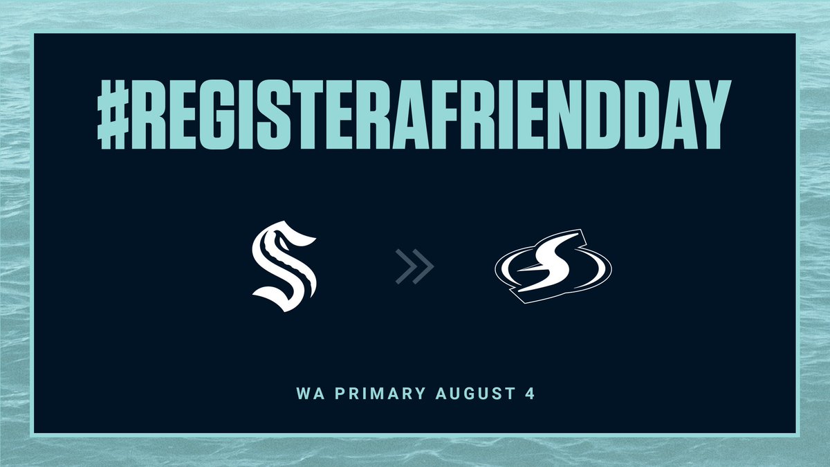 SeattleKraken's tweet photo. We’re officially 100 days away from Election Day! 

We’ve registered to vote so now we encourage you to register and check your status here: https://t.co/GZTourSeRF 

You're up next, @seattlestorm! #RegisterAFriendDay https://t.co/qm5yVbya2q