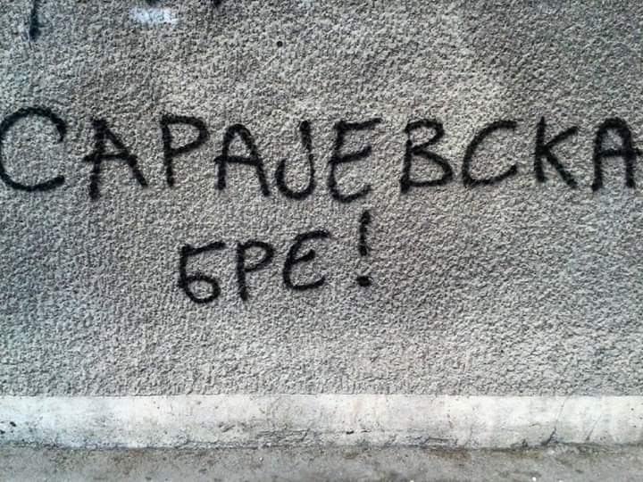 LiLaB10's tweet photo. #Belgrade #graffitiart as a reaction against the decision of the city government to change street names which contain toponyms of ex-Yugoslavia. https://t.co/2E2Gt2nfPn