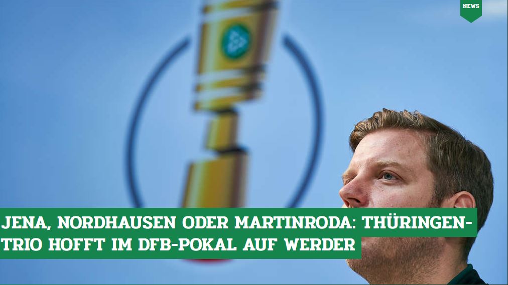 DeichStube's tweet photo. Die neue Saison startet für #Werder in #Thüringen! Die Auslosung der ersten Runde im #DFBPokal hat dem Bundesligisten eine Reise in den Osten Deutschlands beschert. Mögliche Gegner: #Martinroda, #Jena, oder #Nordhausen. Das sagen #Kohfeldt und Co.👉 https://t.co/ByPjOP6OLr https://t.co/Jfz3a1MCGc