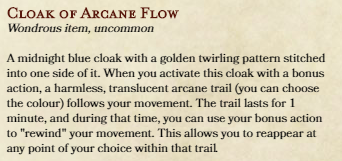 DungeonsAndDans's tweet photo. It's been a while since I've posted a magic item on here! An item that I just like the aesthetic of - leave a neon trail that you can teleport to any point of within the last minute! #dnd5e #homebrew https://t.co/zjZxO6iPIA