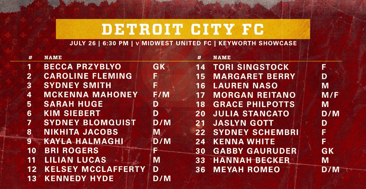 DetroitCityFC's tweet photo. The inaugural @UWSSoccer #KeyworthShowcase Championship features Le Rouge and Midwest United. The two sides square off for the second time in nine days. Kickoff set for 6:30 pm. #DCTID https://t.co/QuNfhMlmqs