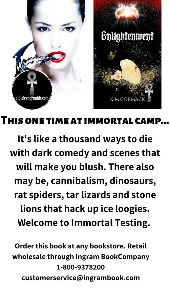 kimcormack's tweet photo. It's like a thousand ways to die with #darkcomedy and scenes that will make you blush. There also may be cannibalism, dinosaurs, rat spiders, tar lizards and stone lions that hack up ice loogies. Welcome to #ImmortalTesting #readerscommunity #scifibooks https://t.co/r4tlQ50SGG https://t.co/zBu2EhncOm