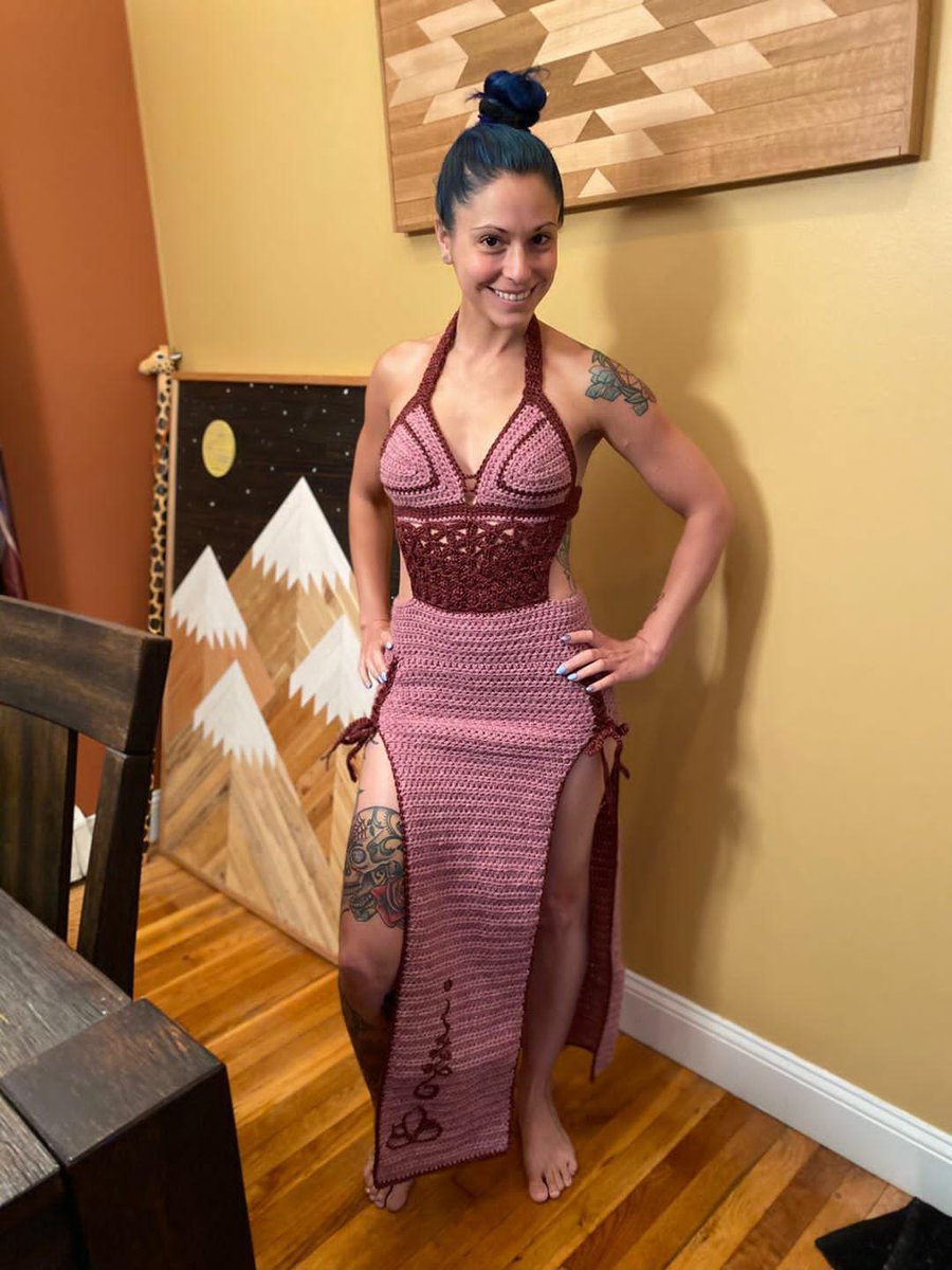 _KnottyHooker's tweet photo. Happy customer in her one of a kind Aphrodite dress 😍💕 
#model #fashionmodel #gratefullivingcreations #sustainablefashion #uniquefashion #crochetfashion #fashiondesigner #ooakfashion #handmadefashion https://t.co/n8N2XONEGL