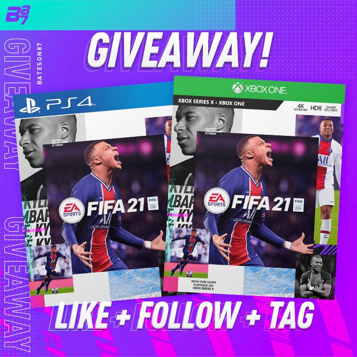 🚨 FIFA 21 GIVEAWAY 🚨 We’re giving away a FREE copy of #FIFA21 To enter: 🔄 Retweet ❤️ Like 🌟 Follow @KingCJ0 + @nathanconn_ + @bateson87 + @jordyreyes34 + @YvngSavage0402 🏆 Winner will be contacted on Thursday, good luck! 💜