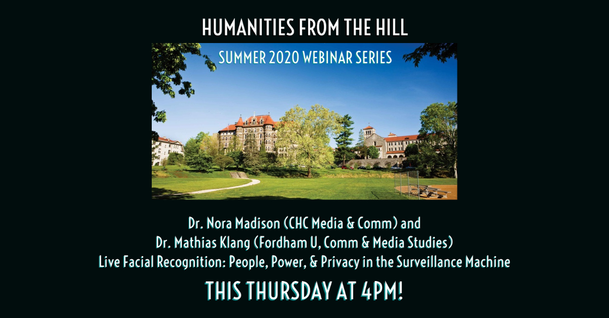 ChcHumanities's tweet photo. Register today to venture into the Surveillance Machine with Dr. Nora Madison and Dr. Mathias Klang this Thursday at 4pm!  https://t.co/ZdCduXZELA https://t.co/cstxg8hWB2