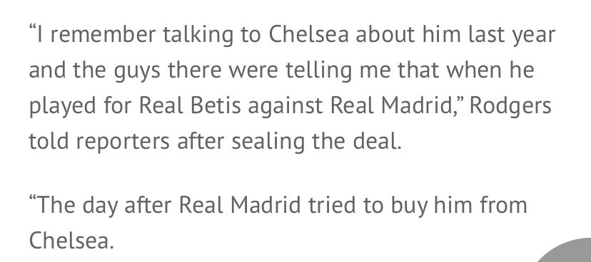 Claimimg to have beaten off Real Madrid (and 24 other clubs) to sign Charly Musonda, who wanted to sign him after running the show against them.Musonda had never played against Real Madrid.