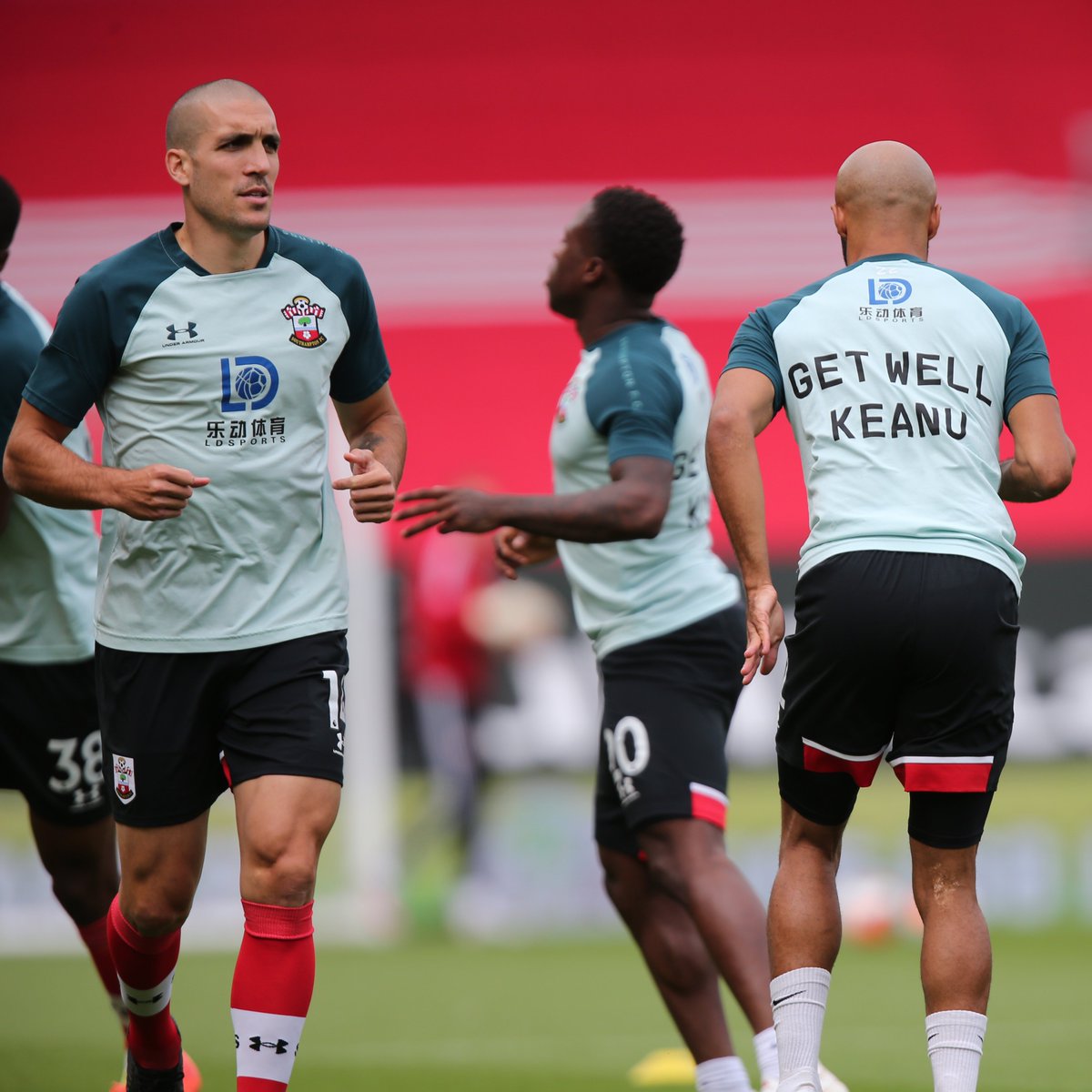 SouthamptonFC's tweet photo. #SaintsFC's players are today showing support for young Academy goalkeeper, Keanu. 

Everyone at the club is wishing him a speedy recovery! ❤️ https://t.co/7ceDjwhmqr