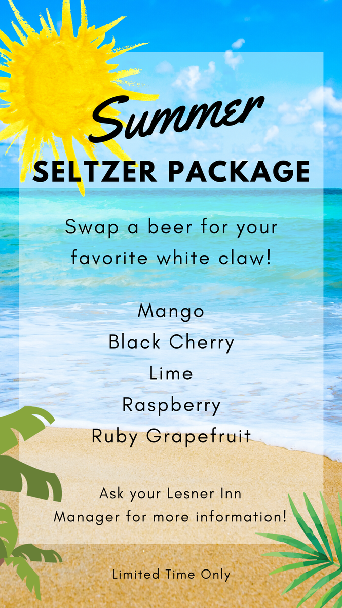 TheLesnerInn's tweet photo. It's summer! So why not celebrate with your favorite white claw! Talk to a Lesner Inn Manager to see how you can have no laws with the claws for your big day! https://t.co/Tt8ZsFjZxM