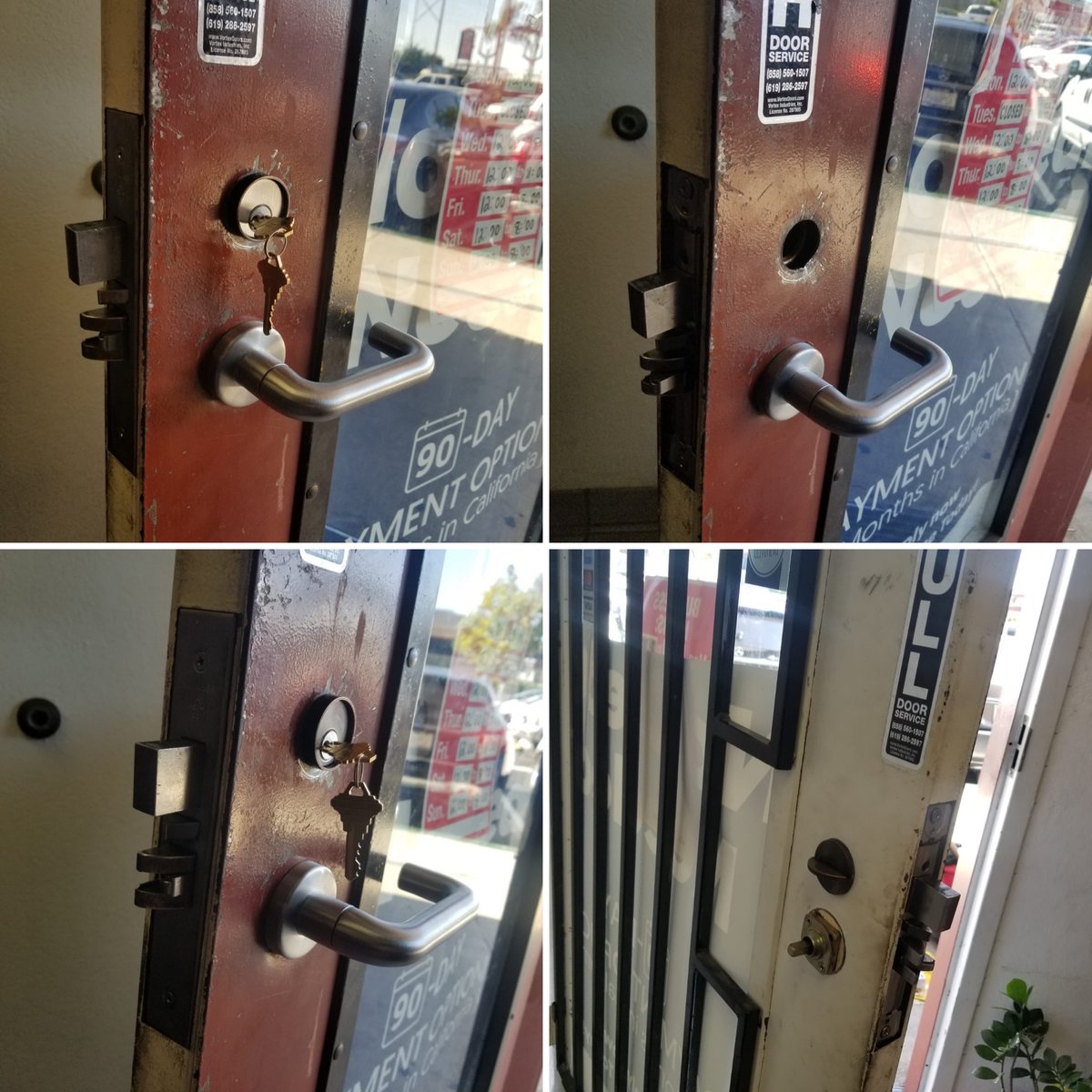 7Daylocksmiths's tweet photo. Fixing commercial lock for one of our customer this Friday
we are open during the COVID-19 STAY HOME STAY SAFE OUT THERE
#locksmith #locksmithsandiego #sandiegolocksmith #locksmiths #emergencylocksmith #247locksmith #locksmithnearyou #locallocksmith #yourlocallocksmith https://t.co/HwFVdK7Gu4