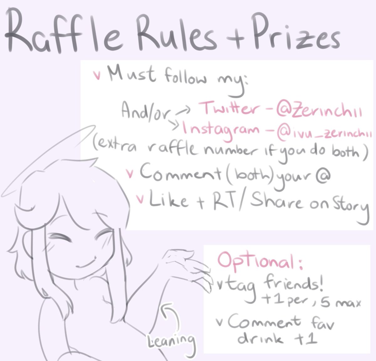 Zerinchii's tweet photo. It's raffle time~ thanks again for the anon who sponsored this raffle 💕

Typed rules in the thread!

#raffle #raffleopen #ivu #ivuzerinchii https://t.co/Ym6FvryQ7Z