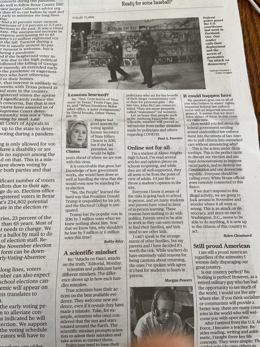 DStephenson75's tweet photo. Proud of Mighty Mule Band member Morgan for writing a letter to the editor of @ExpressNews. The view is not as important to me as seeing a young person respectfully and eloquently expressing their opinion to the public. https://t.co/ofgKjmGlCF