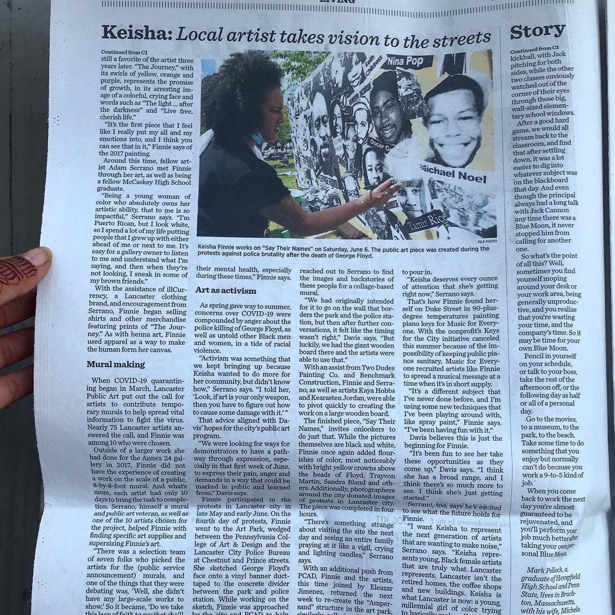 KeishaFinnie's tweet photo. Seeing my face on the front page this morning has me speechless. I don’t know if I’ll ever get used to or believe the great things people say about me, I’m just being myself and it feels amazing to have people accept me for who I am. Thank you for letting me be me. 🥺🖤🎨 https://t.co/1wvCpZ2ocr