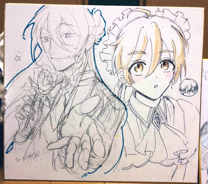 見て!!!演劇部描いてもらった!!!友達みんな絵が上手い!!!かわいい!!!!少女漫画はじまっちゃうみたいになってる!!!!かわいい!!!! 