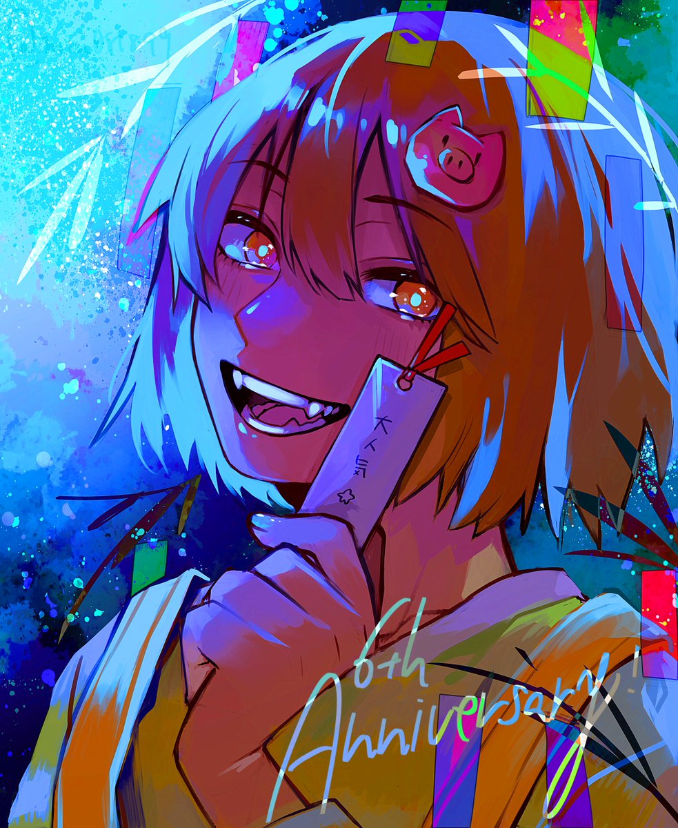「#絵を彩度100にすると超派手 

案の定、目がしんだ_( _'ω`)_ 」|未宇🍁🍁のイラスト
