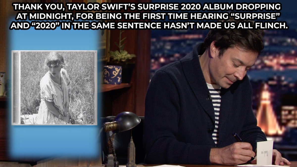 FallonTonight's tweet photo. “the 1” good surprise this year… #Folklore https://t.co/91w1vSbwFa