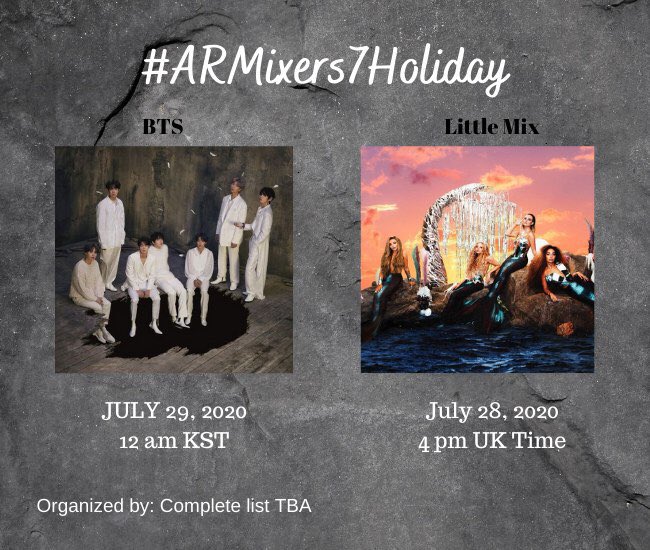 MediaLittleMix's tweet photo. Armixers vocês estão aí?
Convidamos você a participar de uma festa de colaboração com o ARMY!

🇧🇷 28 Julho as 11:00 
🇬🇧 28 Julho as 4PM BST

#MTVHottest Little Mix  
@BTS_twt • @LittleMix https://t.co/xYxJsNsR8z