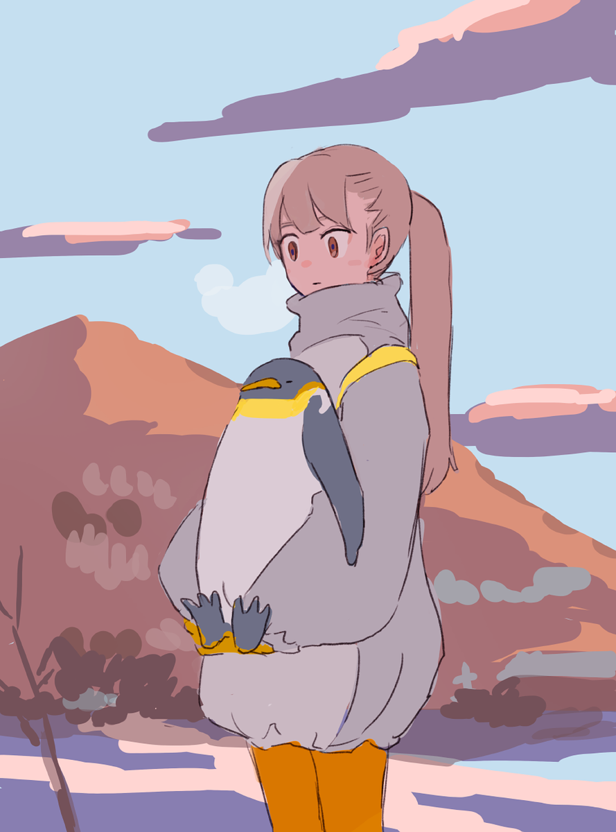「ペンギン拾った 」|高市 🛵のイラスト
