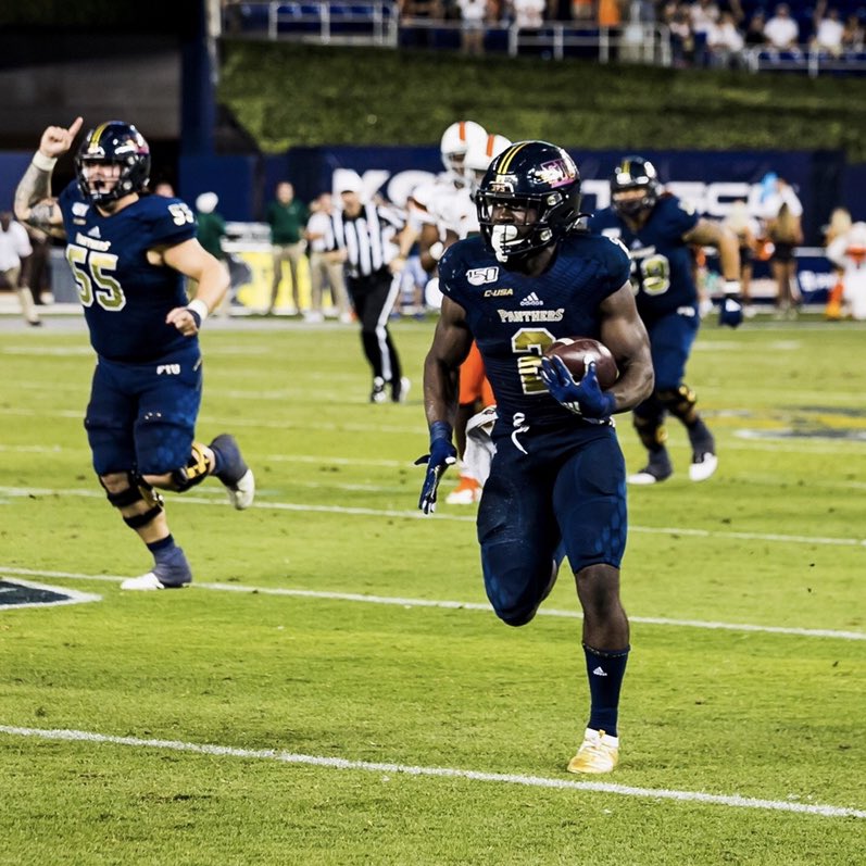 FIUFootball's tweet photo. When you break out the TD celebration from the 30. 

#PawsUp 🐾 | #PantherPride https://t.co/itRH6MGd5C