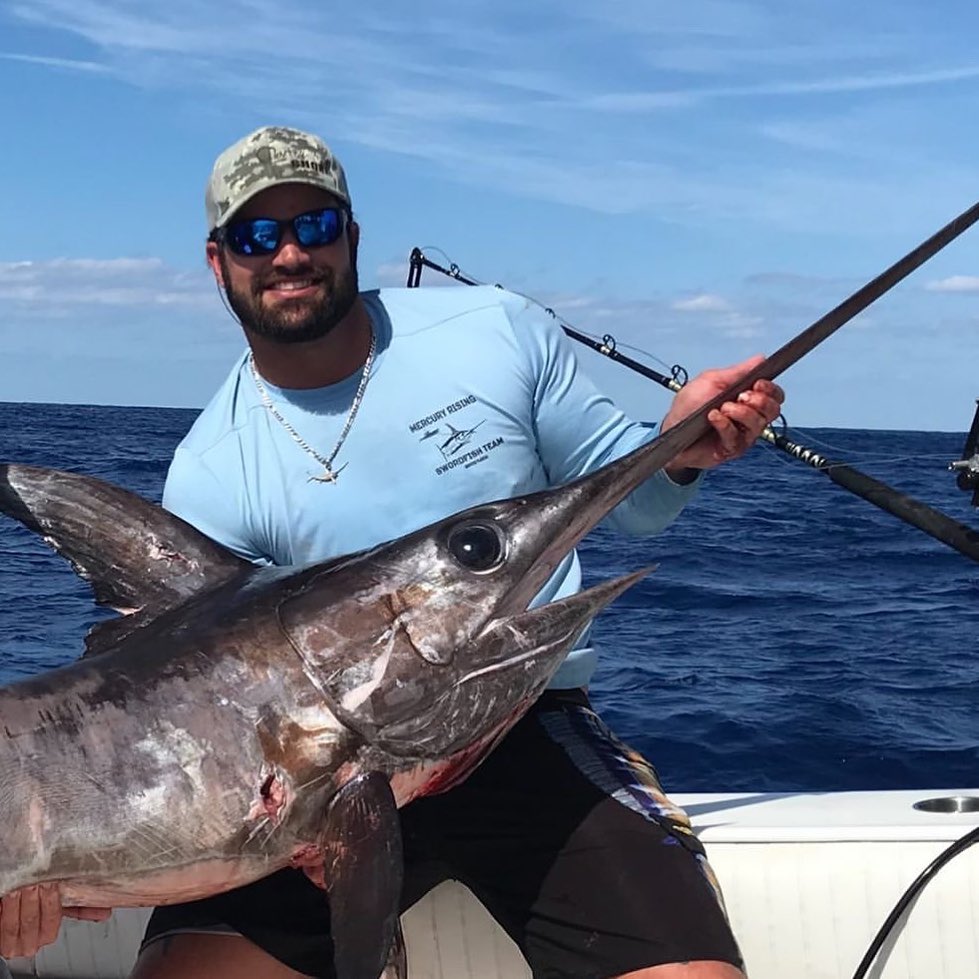 ShurSea's tweet photo. Tyler Butler wearing my swordfish pendant 👏👏💯 #swordfishing #swordfish #deepseamonster #fishing #fishingjewelry https://t.co/bVEgAom3xt