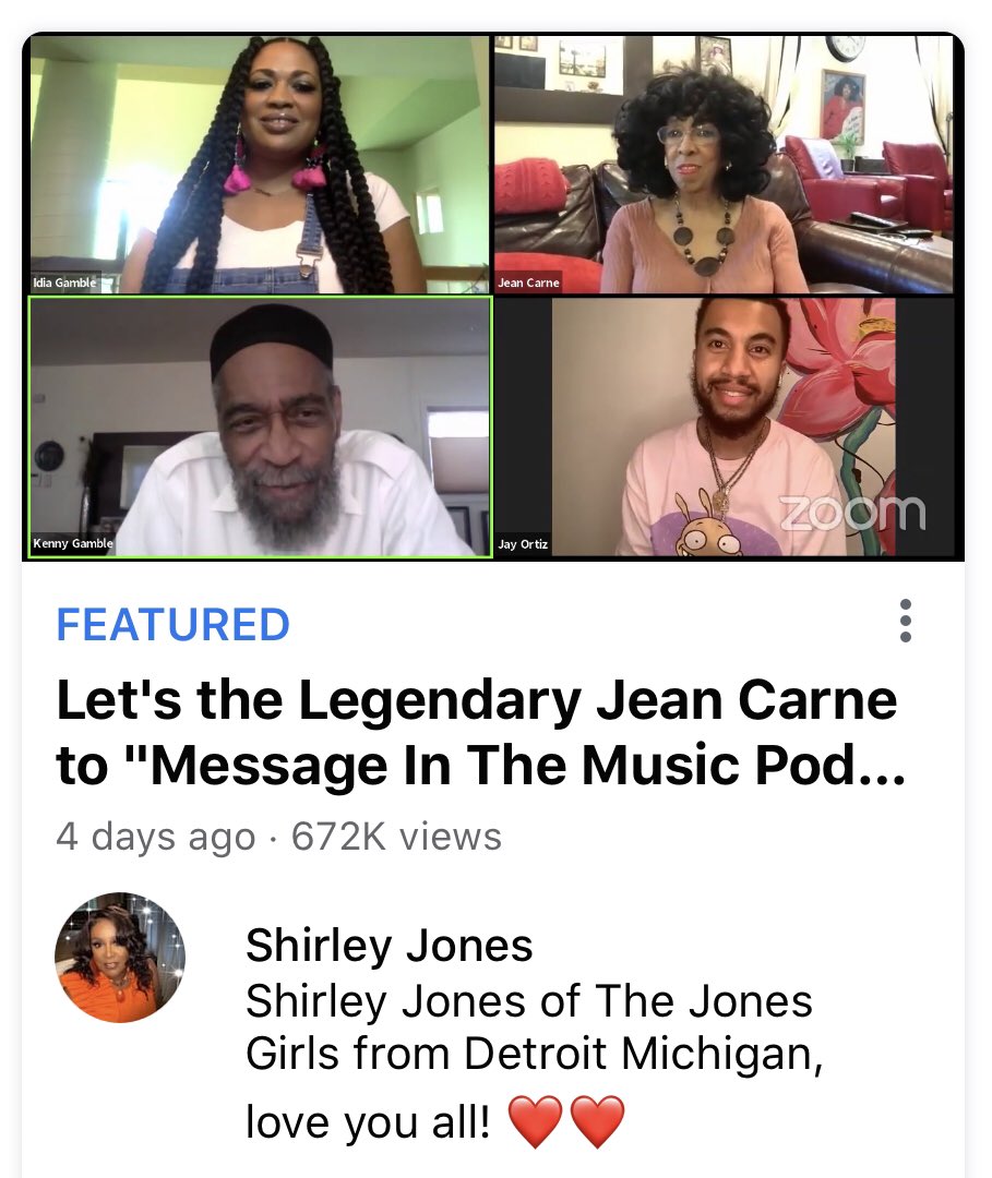 mrkennygamble's tweet photo. Jean Carne you are loved baby! Thank you again for joining us on The Message In The Music Podcast. Talk to you soon sweetie #podcast #messageinthemusicpodcast #messageinthemusic #jeancarne #kennygamble #jayortiz #princessidiagamble #gamblehuff #gamblehuffbell #mightythreemusic https://t.co/3E3APujFUJ