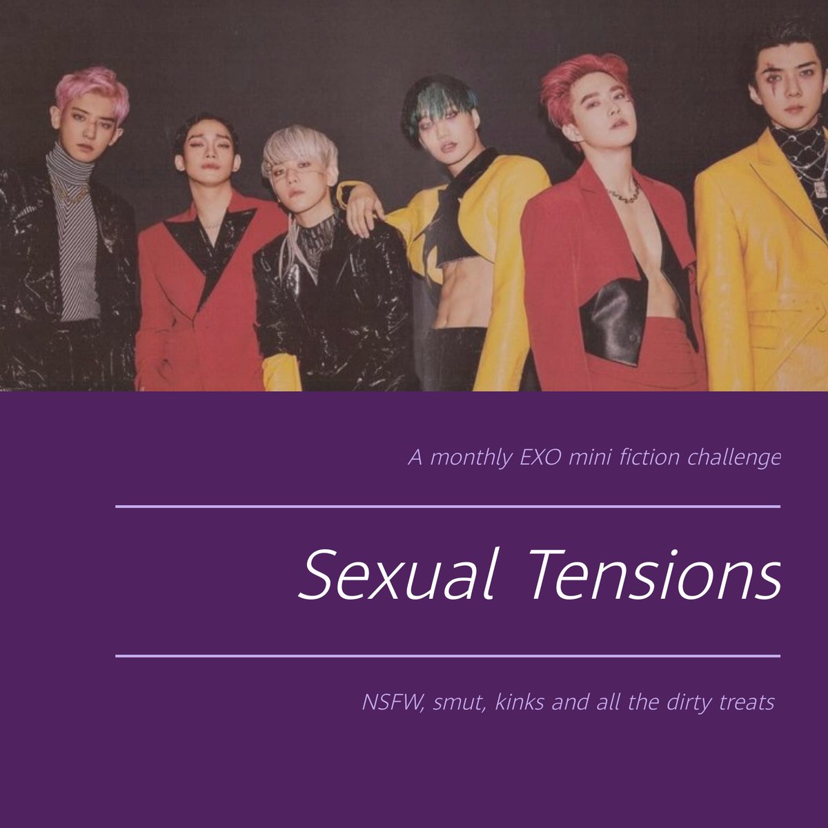 sexualtensexo's tweet photo. Welcome to Sexual Tensions; an OT12 NSFW mini fiction challenge https://t.co/aFbKat3ASx