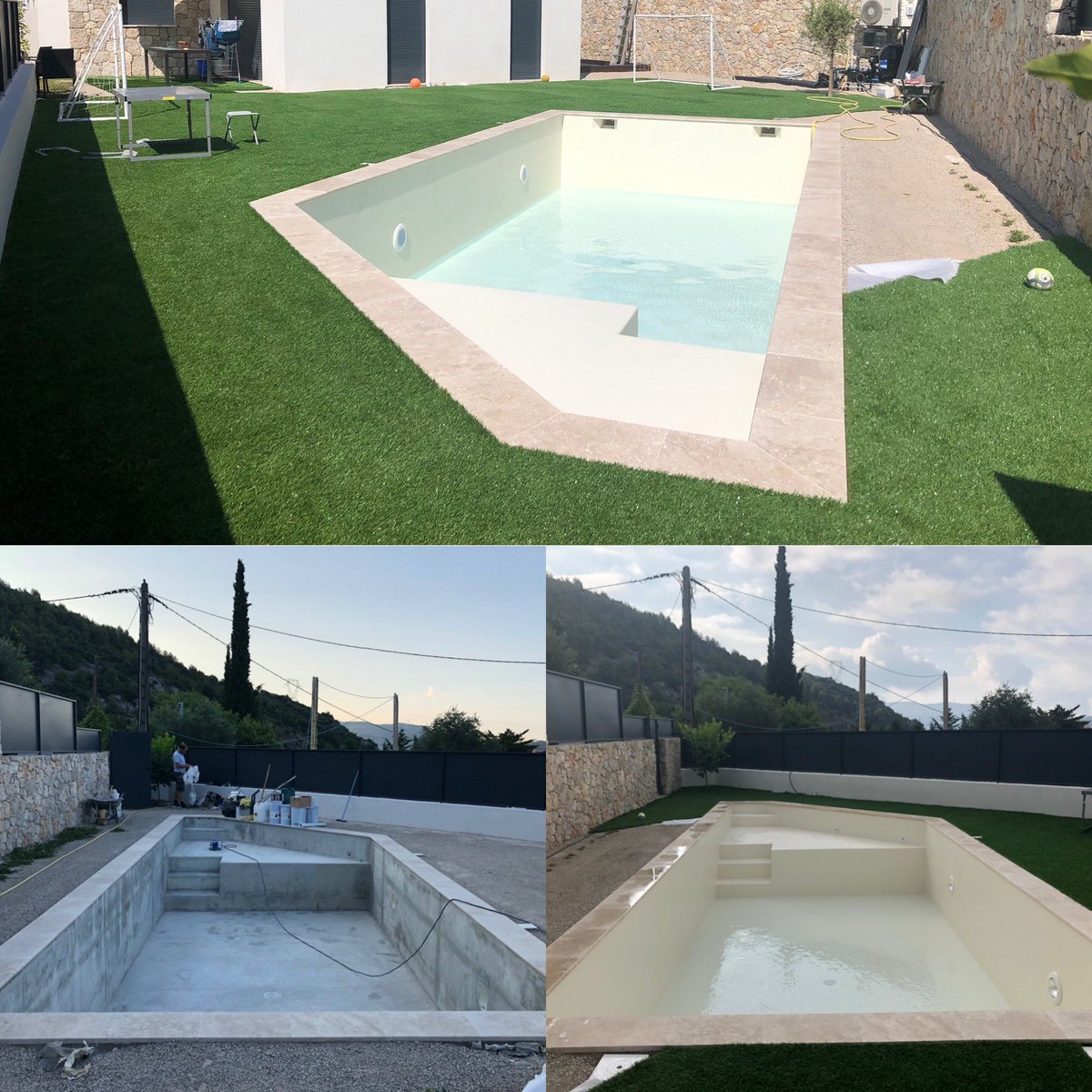 RenovationPisc's tweet photo. Construction piscine avec revêtement polyester couleur ral 1013 #aquapolyester #constructionpiscine #gelcoat #revetementpiscine #poolcoatings #cotepiscine https://t.co/J3XPNu5KMi